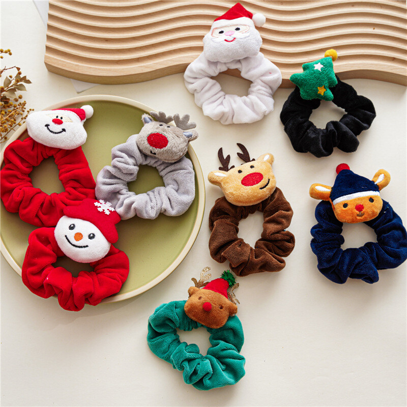 Christmas Hair Scrunchie Elastic Hair Band Velvet Hair Rope Ponytail Holder