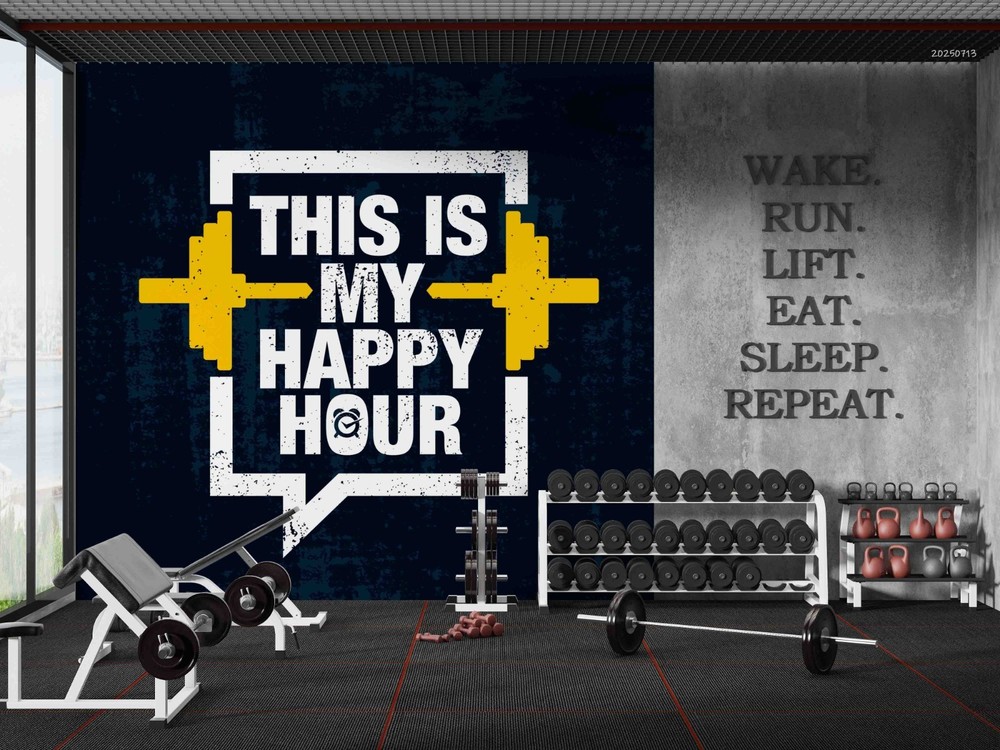 3D Gym Fitness Theme Illustration Wall Murals Wallpaper Murals Wall Sticker 14