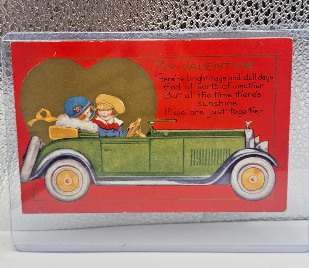 Antique 1900 Valentine Postcard Whitney Made George Whitney Red Car Unposted