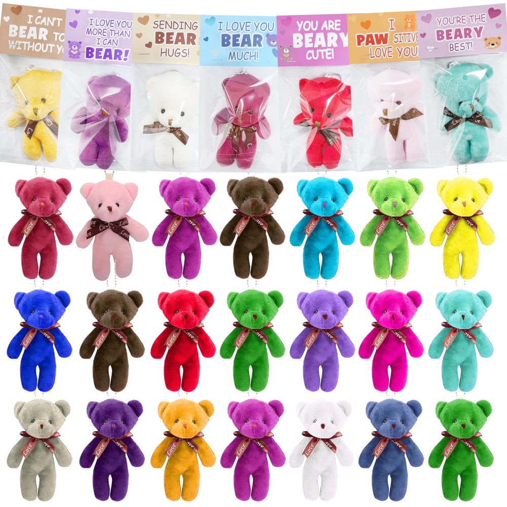 24-Piece Valentine's Day Gift Set with Cute Plush Bears for Party Favors
