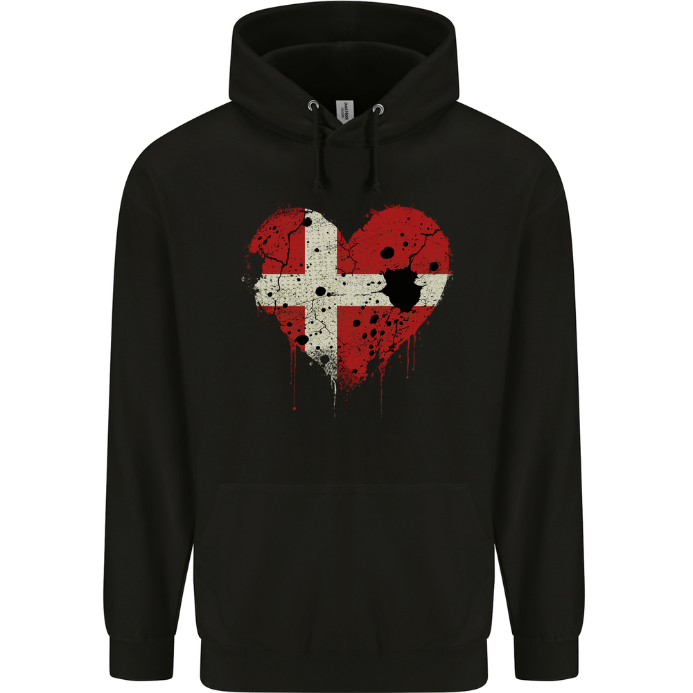 Love Denmark Flag Danish Day Football Mens 80% Cotton Hoodie