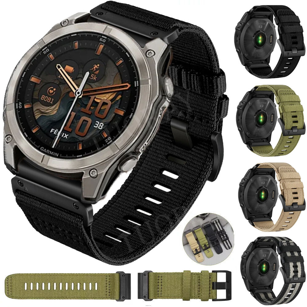 For Garmin Fenix 3 5 5X 6 6X Pro 7 7X 8 QuickFit 22/26mm Nylon Watch Band Strap