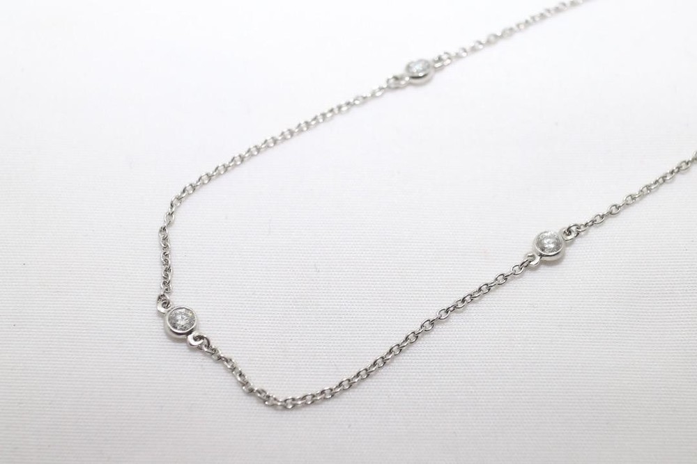 Tiffany & Co Platinum By The Yard 3P Diamond Bracelet 0.15ct PT950 1.57g Silver