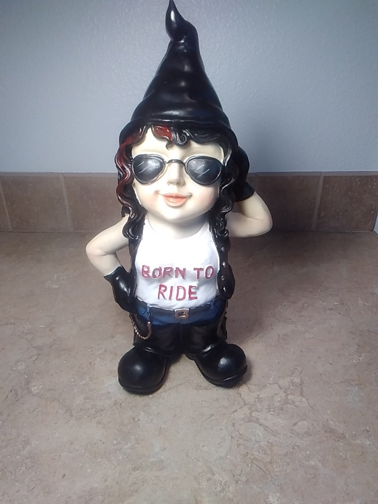 Biker Girl Lady Woman Resin Yard Gnome 