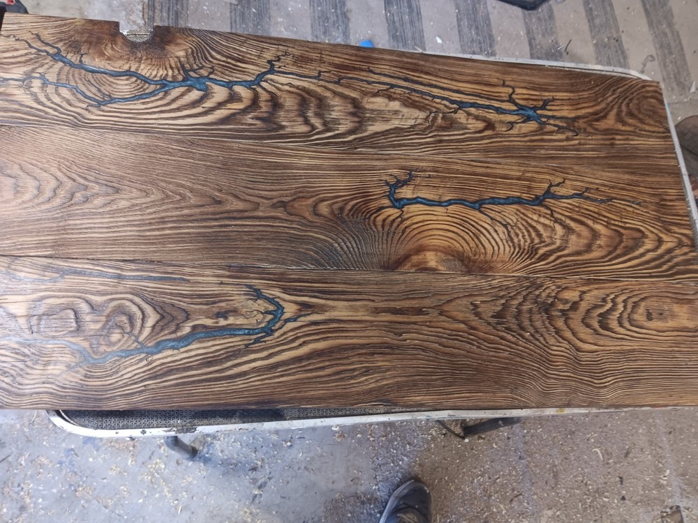 epoxy river fractal burnt table