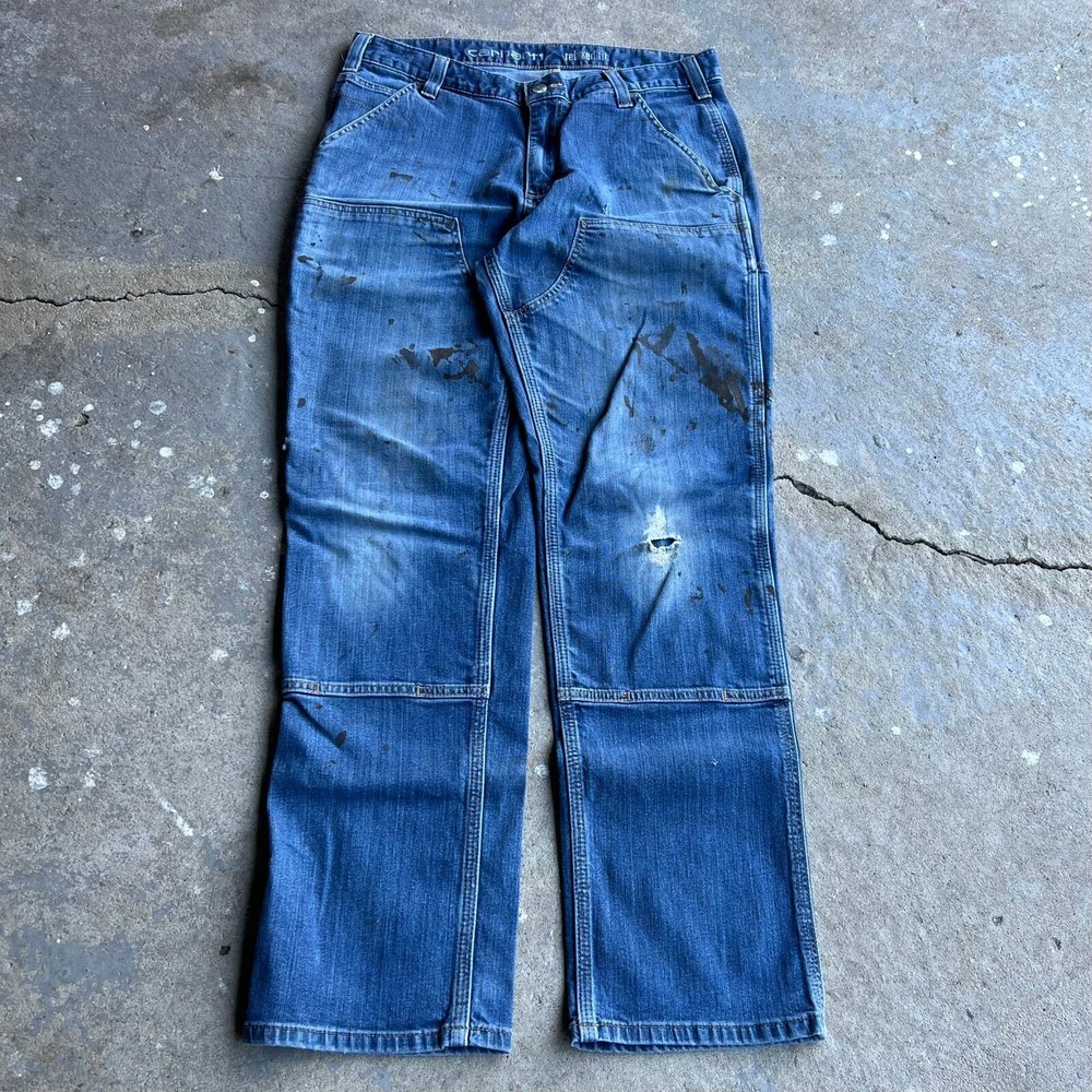 Y2K Carhartt double knee carpenter jeans in denim blue workwear