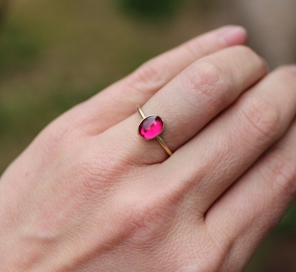 925 Sterling Silver Gold-Plated Ruby Gemstone Ring Perfect Birthday Gift