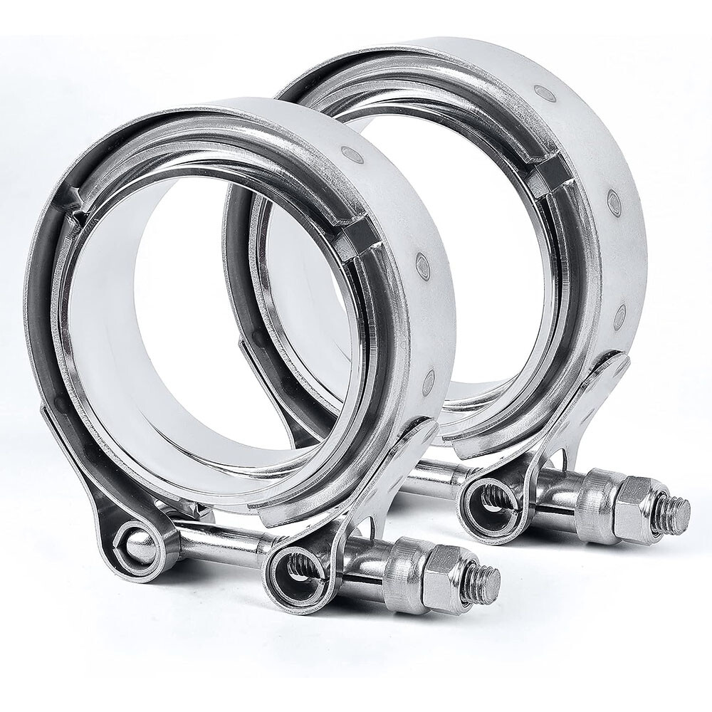 2pcs 2.5 Inch Stainless Steel V-Band Flange Clamp Kit Male Female Ridge Exhaust
