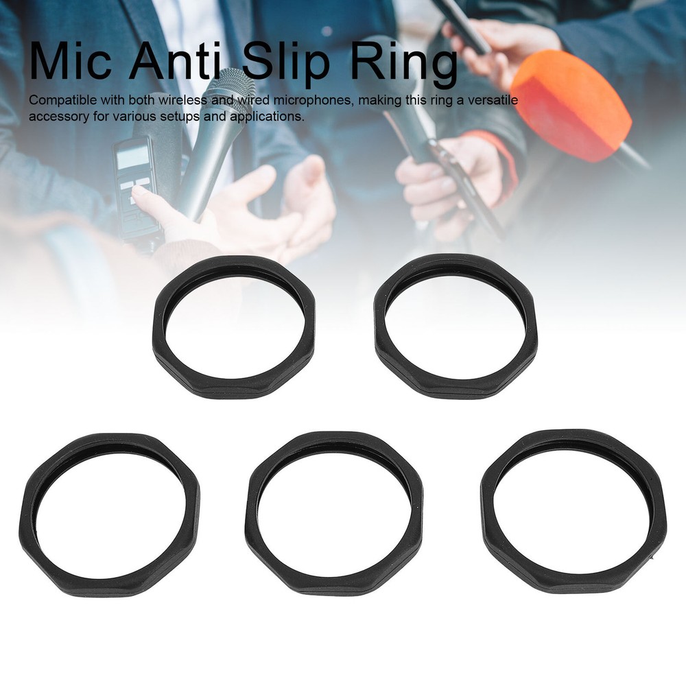 5Pcs Silicone Anti-Slip Microphone Grip Rings for Secure Hold