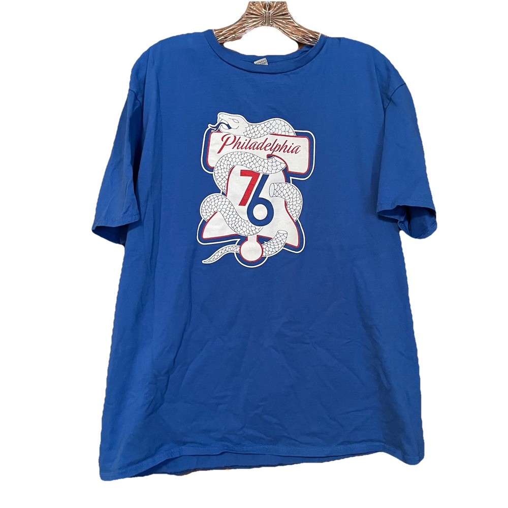 Philadelphia 76ers Tee T-Shirt by Gildan men's size XL blue red 