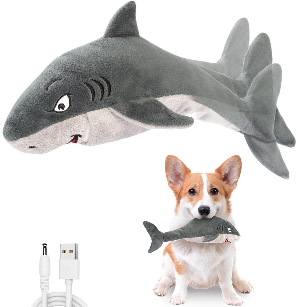 Interactive Flopping Fish Dog Toy, Touch Activated, Squeaky Plush for All Size