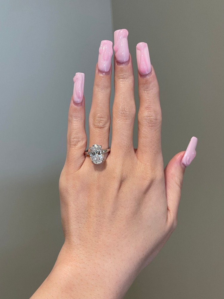 5ct Oval Moissanite Solitaire Ring in 925 Sterling Silver Engagement Jewelry