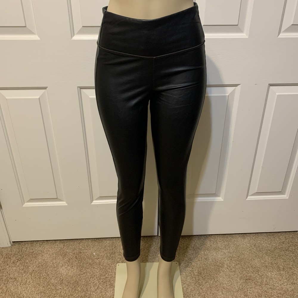 Athleta All Over The Gleam Faux Leather Leggings Womens Small Black Stretch