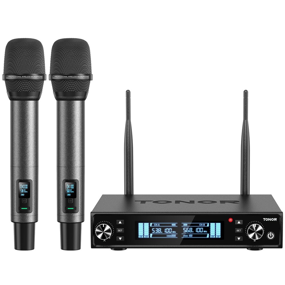 Wireless UHF Microphone System with 2 Mics 100m Range for Karaoke DJ Dynamic Performance