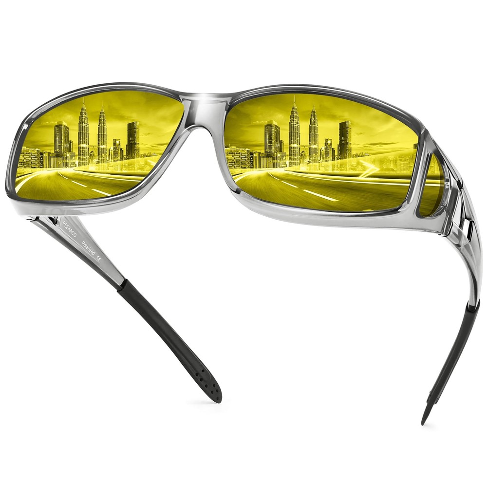 Night Vision Driving Glasses Fit Over Glasses, Wrap Around Nighttime Glasses ...