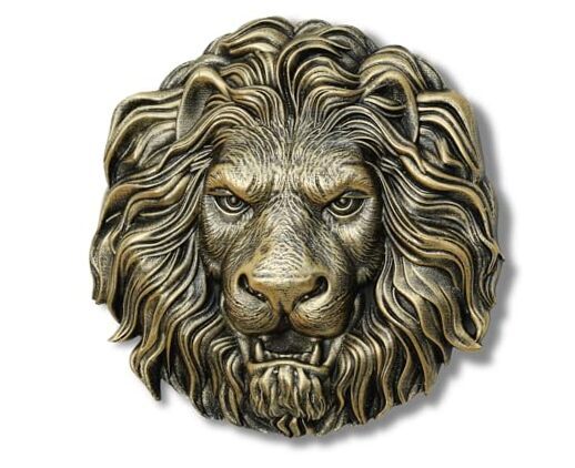 Lion Head Wall Art Sculpture for Man Office Bedroom Wall Antique Gold