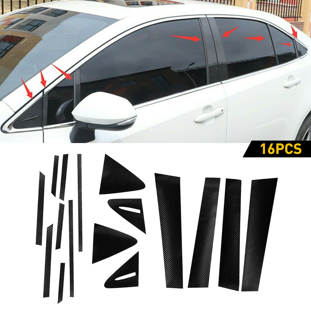 5D Carbon Fiber Window Pillar Posts For Toyota Corolla Sedan 2020 2021 2022 16Pc