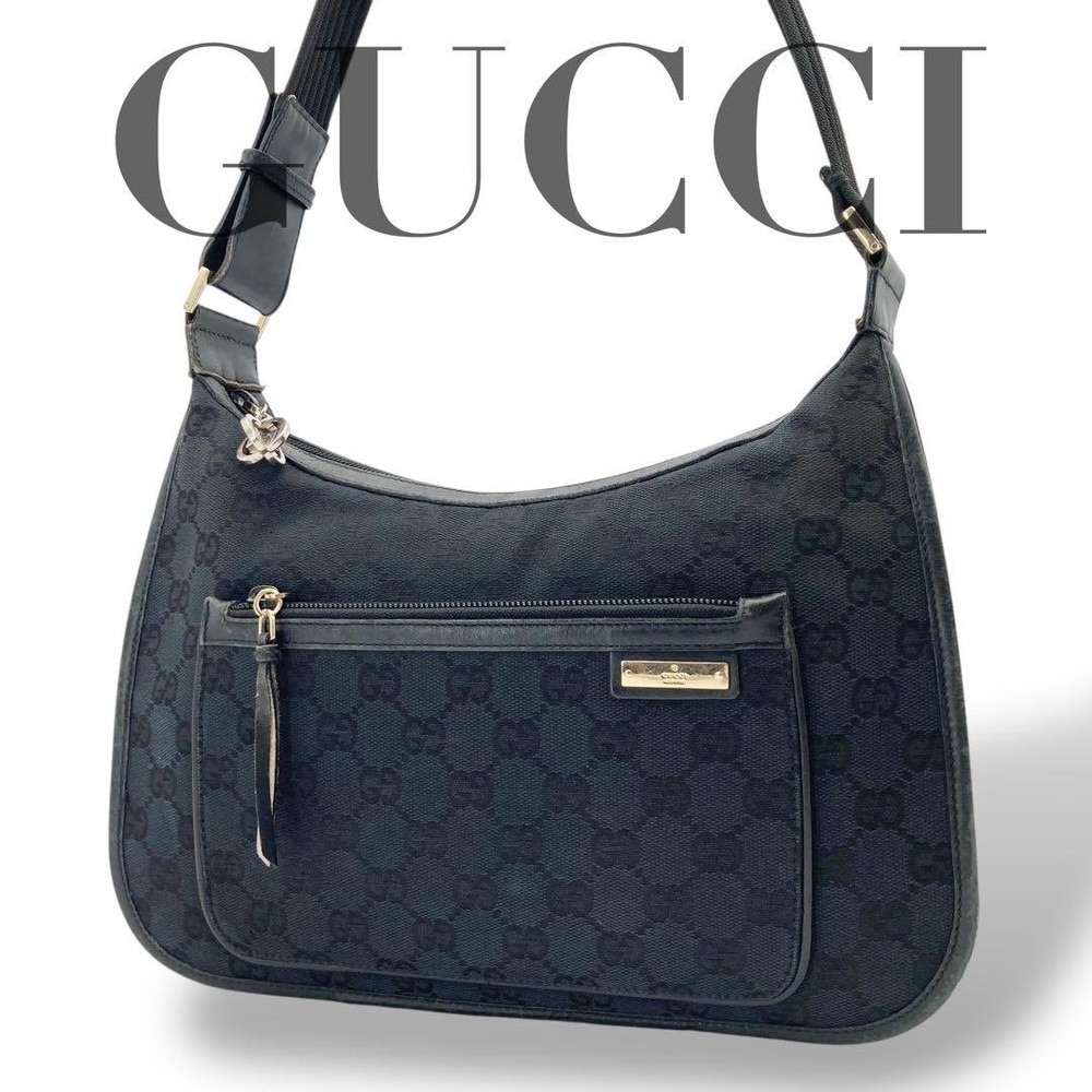 Gucci GG Canvas Vintage Black One Shoulder Bag Luxury Purse