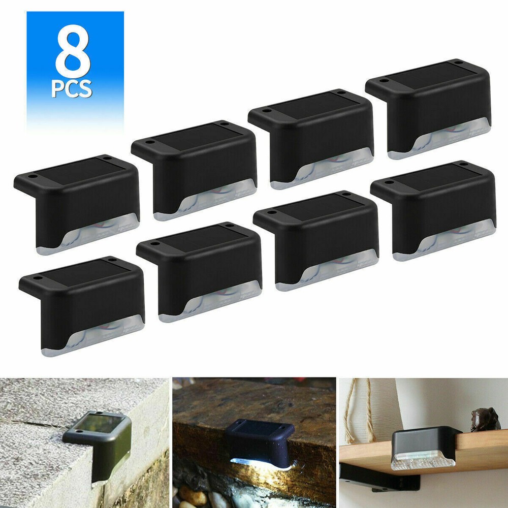 8 Pack Solar LED Deck Lights Waterproof Outdoor Stair Fence Lighting