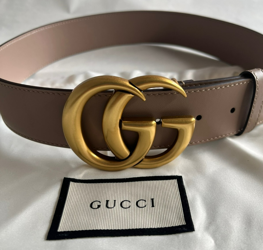 Gucci GG Buckle Women's Dusty Pink Marmont Leather  Belt size 90 cm fits 30-32 W