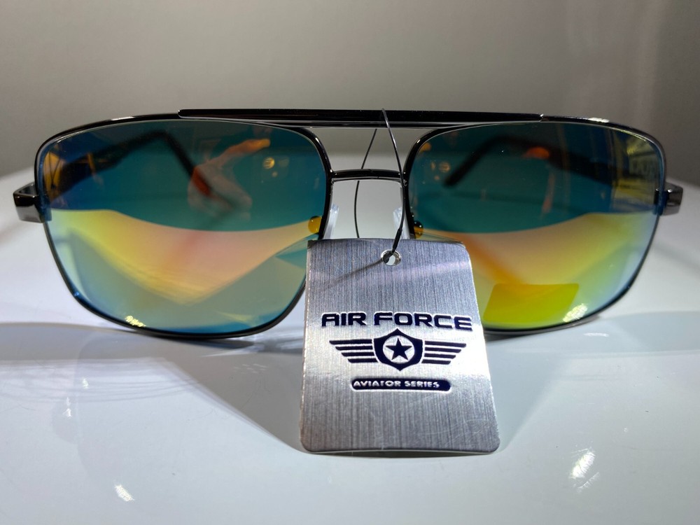 Men's aviator sunglasses with metallic wire frame & yellow lenses