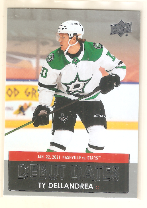 Ty Dellandrea 2021-22 Upper Deck Series 1 Debut Dates Insert #12 Stars