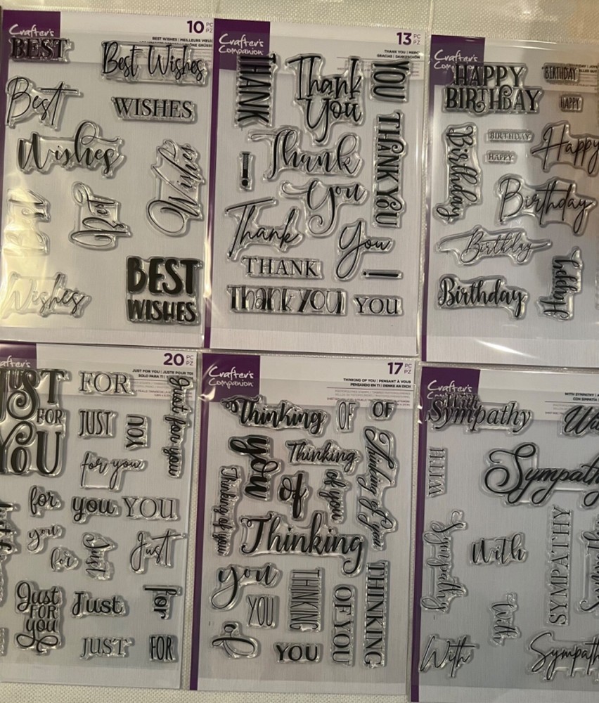 Lot 6 Crafters Companion Photopolymer Stamp Kit Thank You Best Wishes Birthday