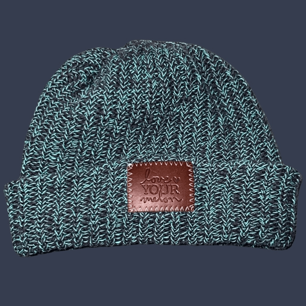 Love Your Melon Green Black Knit Logo Winter Beanie