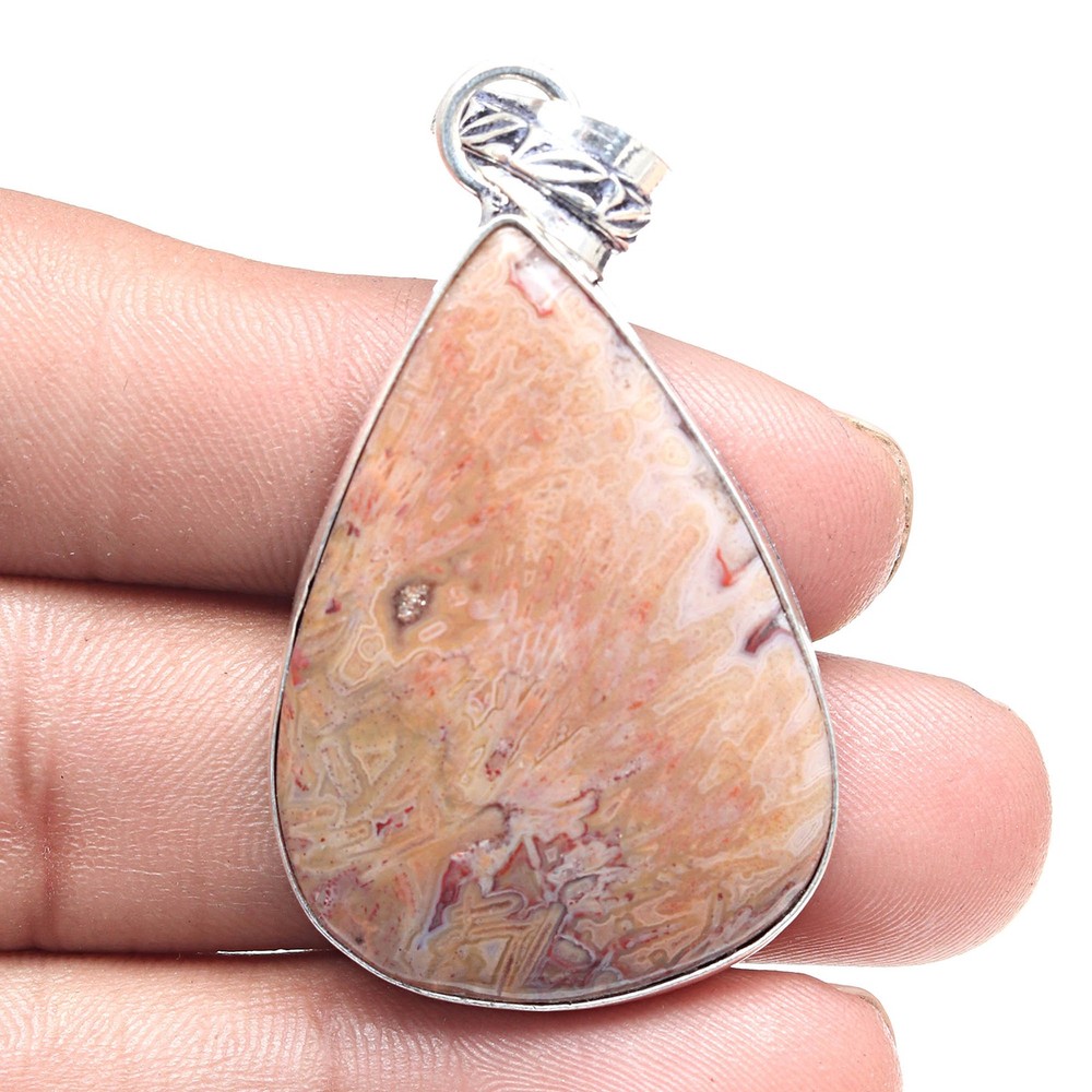 Handmade Agate Gemstone Pendant Stick Silver Jewelry Gift For Her 2.25 Inch  