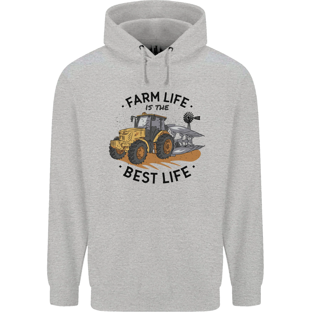 Farm Life is the Best Life Farming Farmer Mens 80% Cotton Hoodie