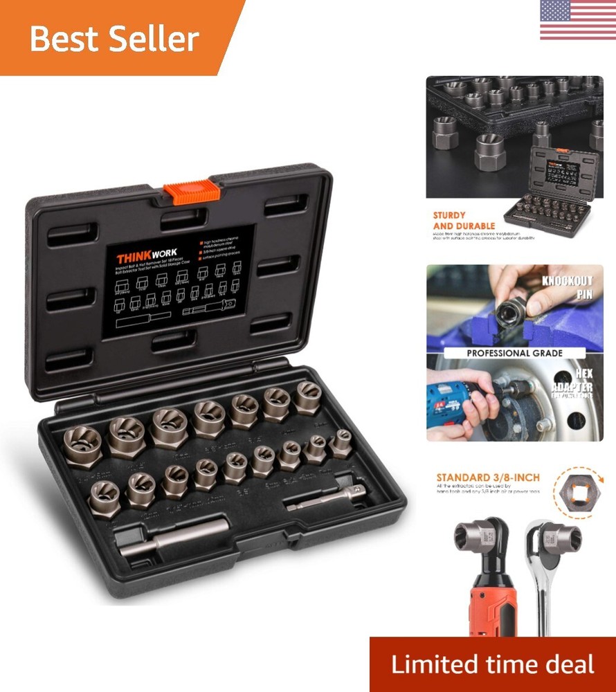 Bolt Extractor Kit, 18 Pieces Bolt Extractor Set, Stripped Bolt Extractor for...
