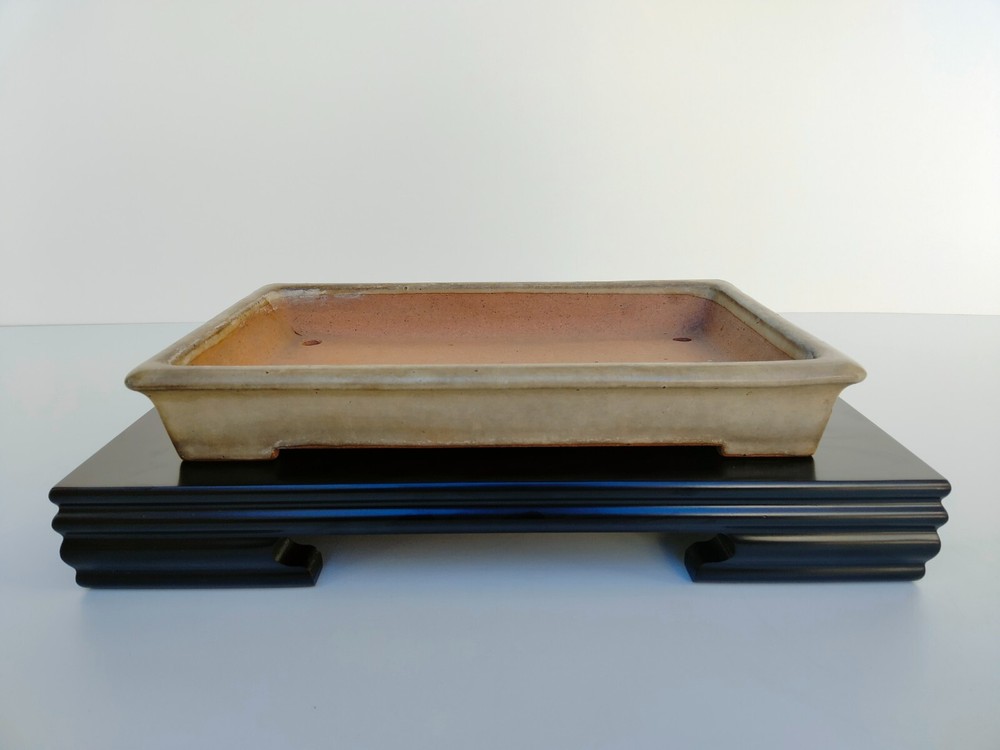Bonsai Tree Pot Tokoname Reiho Glazed Rectangular Width 35.4 cm / 13.93 in.