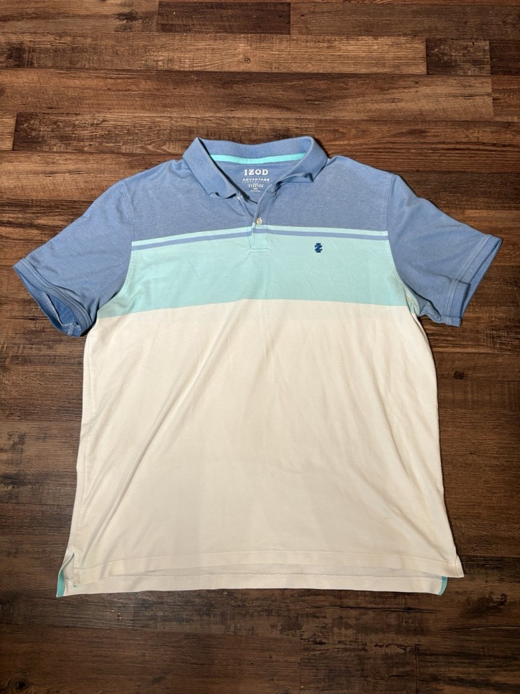 Izod Advantage Mens Golf Polo Short Sleeve Stretch Performance Shirt Size 2XL