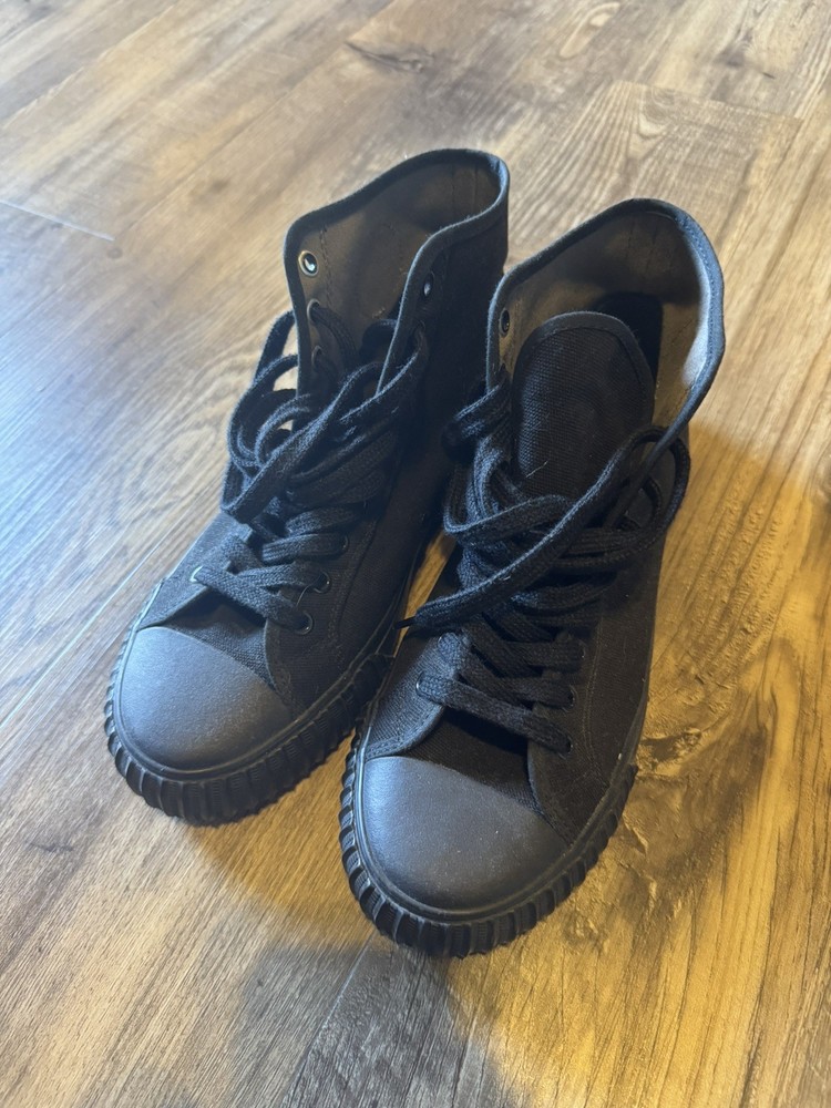 PF Flyers Shoes Men's 10.5 Black Canvas Center Hi Sandlot High Top Sneakers