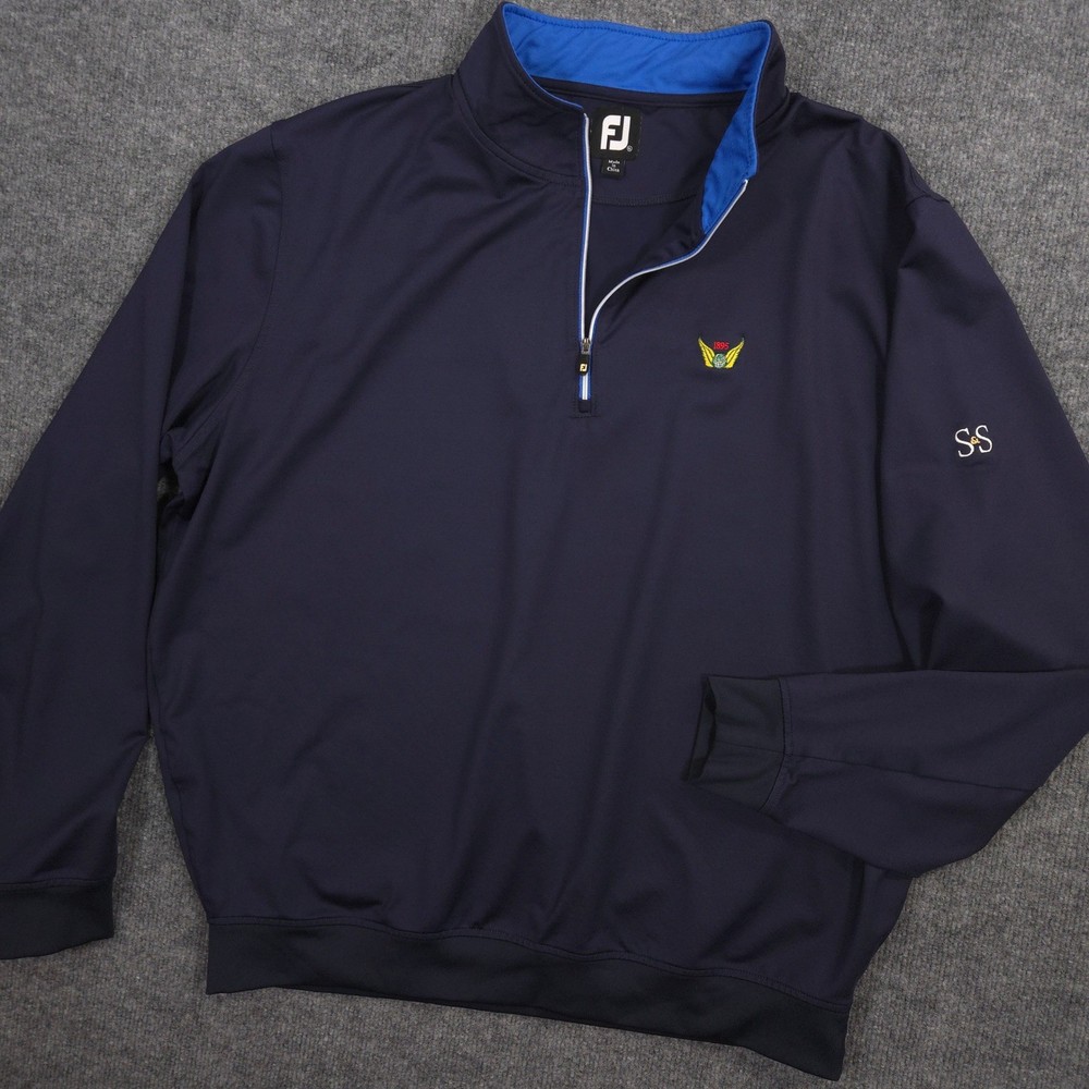 FootJoy 1/4 Zip Mens XL Navy Blue Golf Performance Pullover The Misquamicut Club