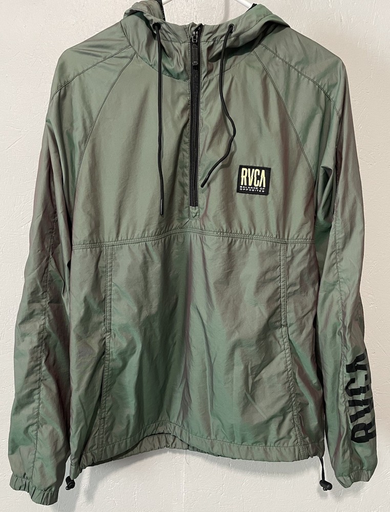 RVCA Men's Hazed Iridescent 1/2-Zip Hooded Jacket Size Small