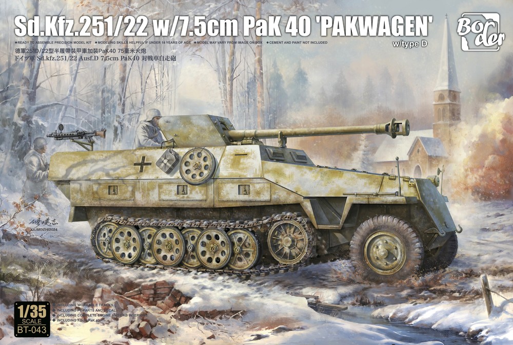 1/35 Border BT-043 Sd.Kfz 251/22 Ausf.D Pakwagen w/7.5cm Pak40 Military Model Kit