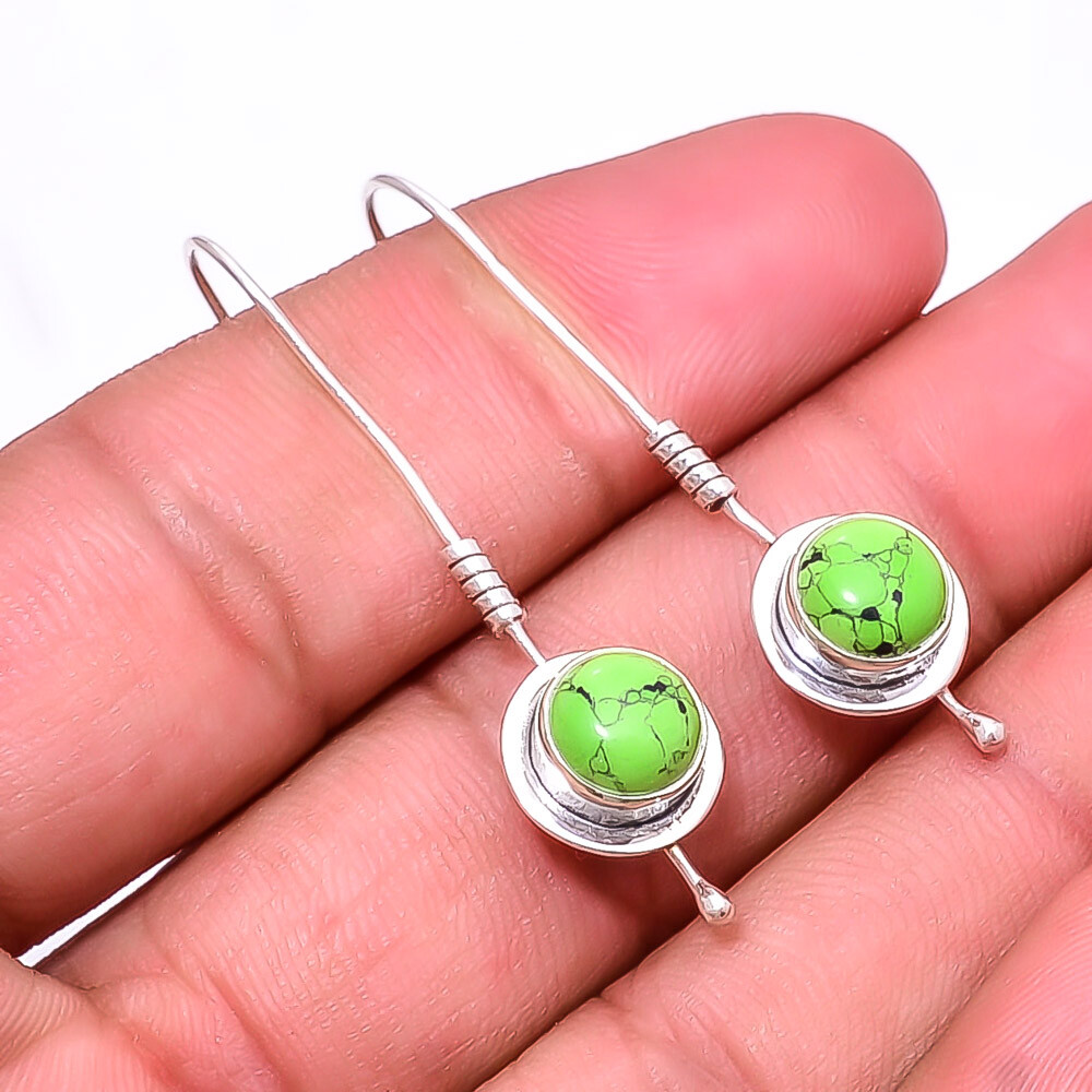 Copper Green Turquoise 925 Sterling Silver Earring 1.95