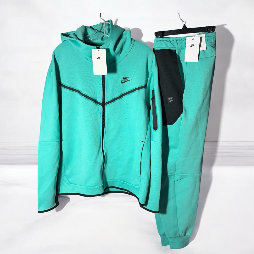 Size L -Nike Sportswear Tech Fleece Hoodie Pants Washed Teal Full Set CU4489-392