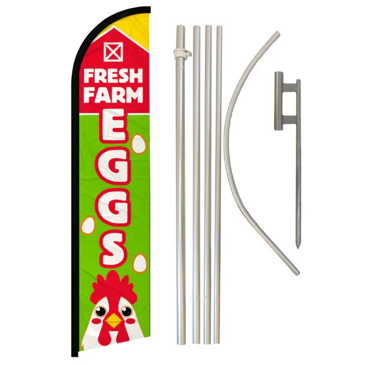 Farm Fresh Eggs Full Curve Windless Swooper Flag Pole Kit Farmer's Market