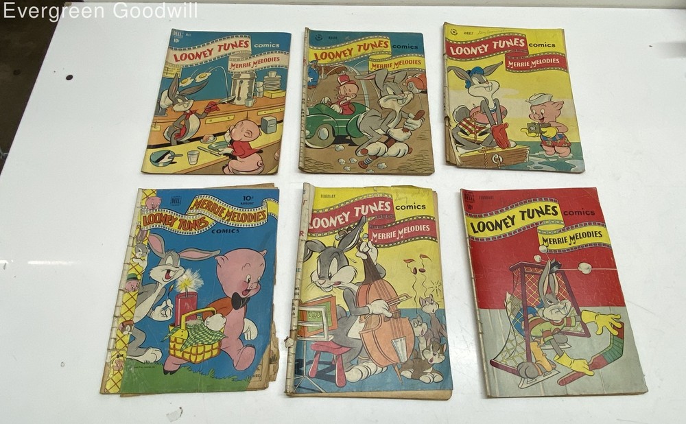 6pc Golden Age Warner Brothers Looney Tunes Comics (Dell Publishing, 1940-50s)