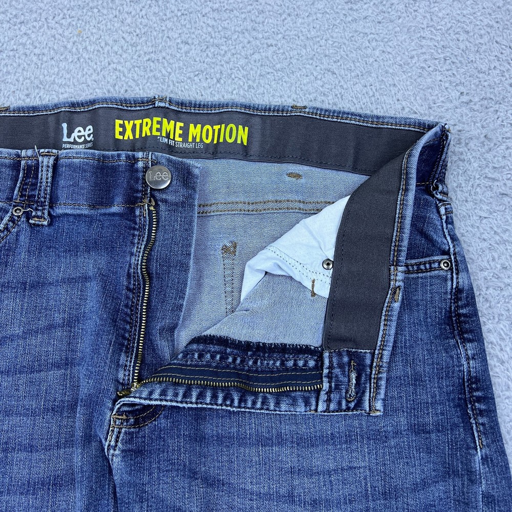 Lee Mens Slim Fit Stretch Denim Jeans with Elastic Waist 38x32 Blue