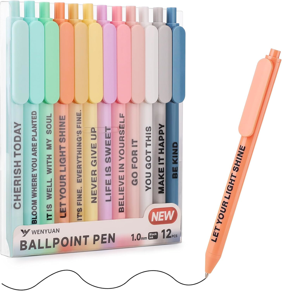 Pastel Ballpoint Pens Bulk, Fine Point Black Ink Office Supplies, 1.0 mm