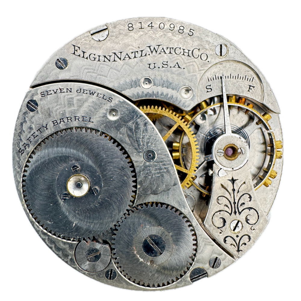Vintage 1900 Elgin 7 Jewel 12s Mechanical Pocket Watch Movement USA 197