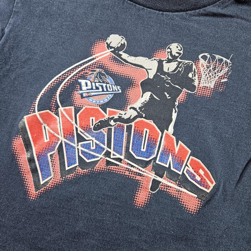 Vintage Detroit Pistons Shirt Youth Small Blue NBA Basketball Graphic Tee 90s