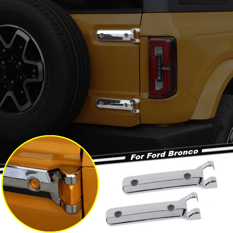 For 2021-2024 Ford Bronco Chrome Rear Tailgate Spare Tire Hinge Cover Trim Decor