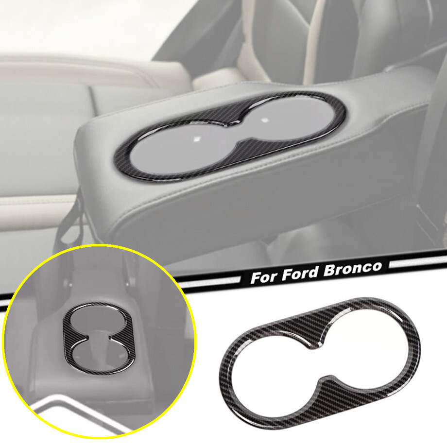 Car Rear Armrest Cup Holder Cover Trim For Ford Bronco 21-24 Accessories Carbon