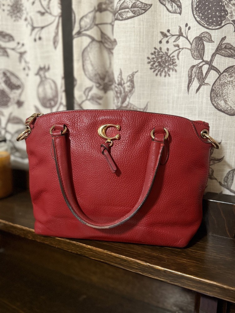 Coach Remi Satchel bag electric red pebbled Leather