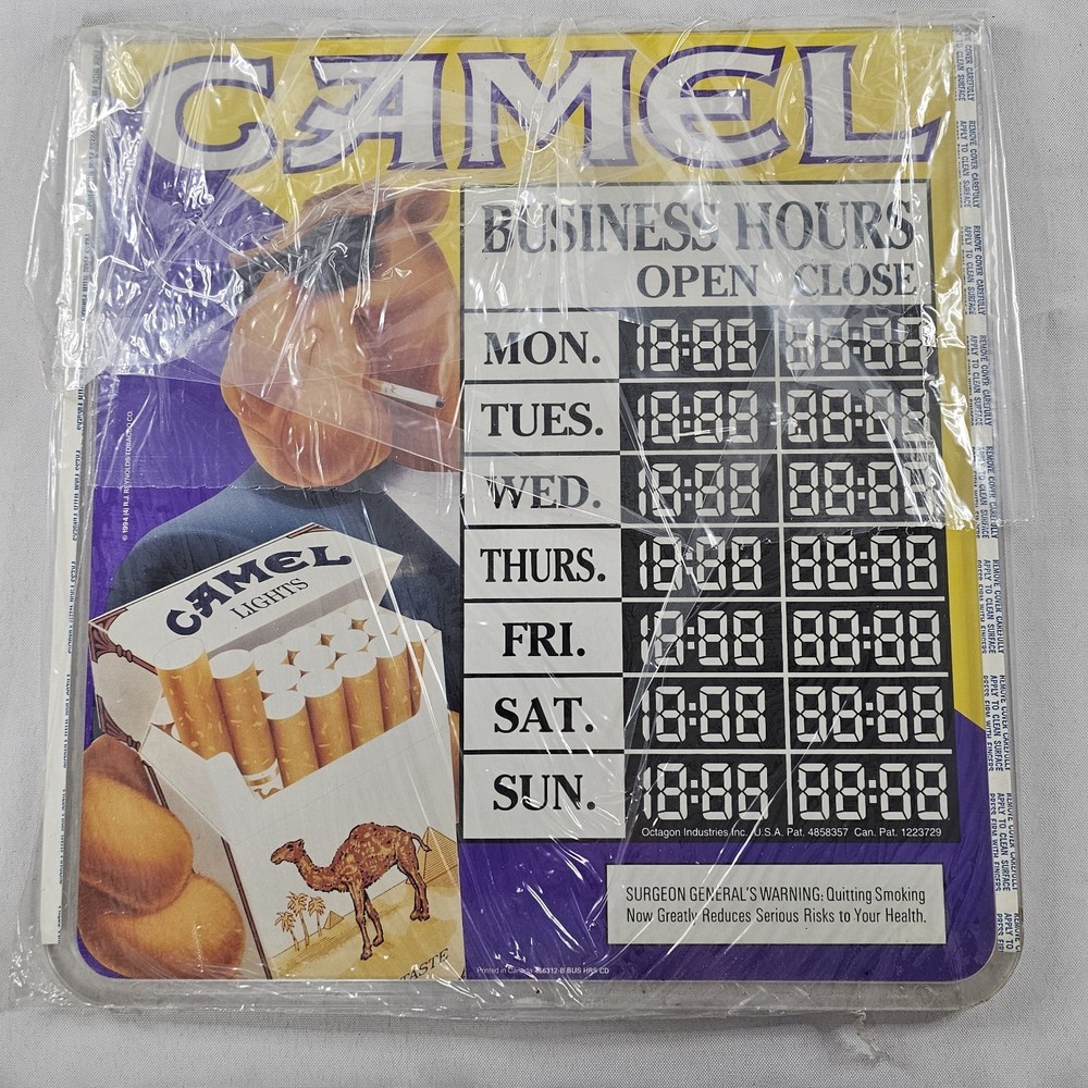 Vintage 1994 Joe CAMEL LIGHTS CIGARETTES Store Business Hours Sign 2 Sided READ⬇