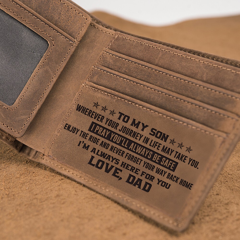 Dad To Son Your Journey-Men Wallet-Leather Wallet For Men-Personalized WalletW22